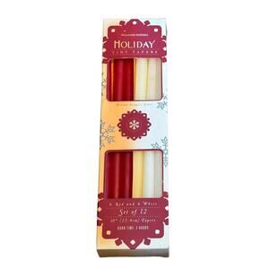 WILLIAMS-SOMOMA Tiny Taper Candles (12) Ten Inch Red White Holiday Xmas READ